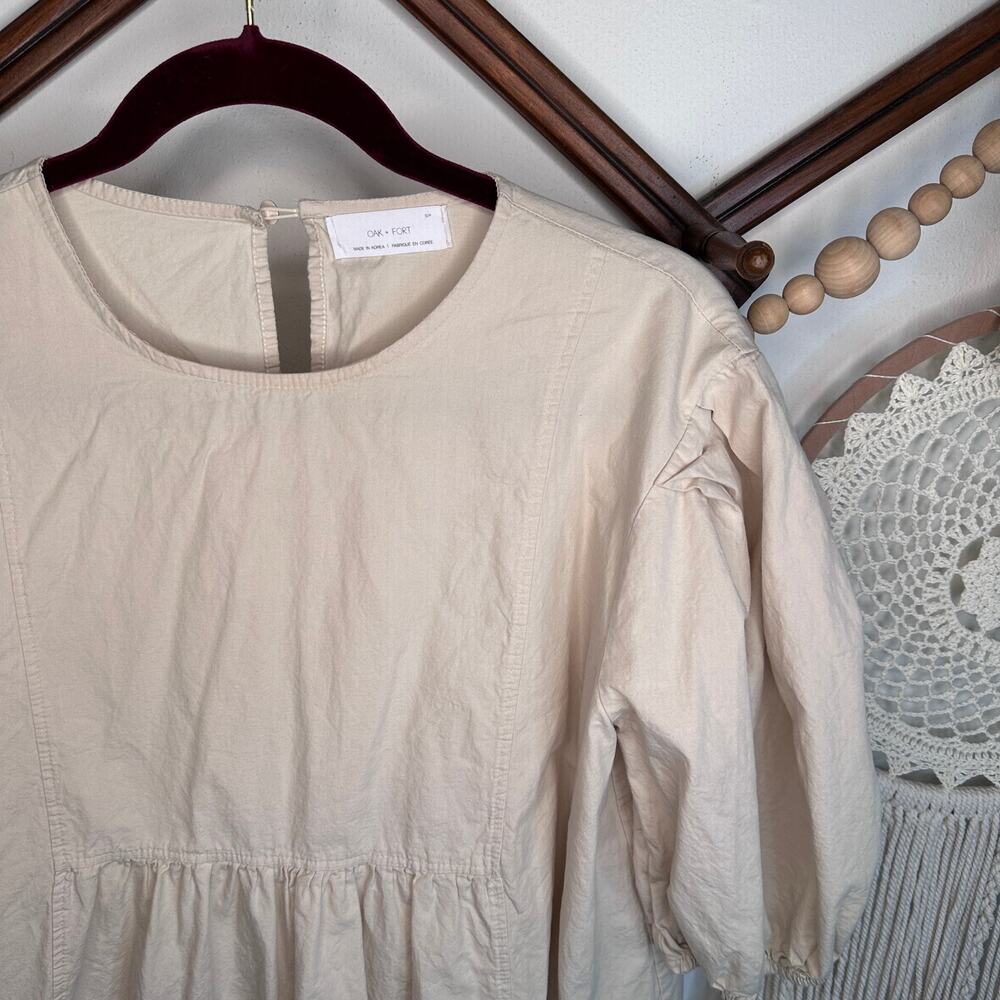 Oak + Fort Beige Cotton Babydoll Dress
